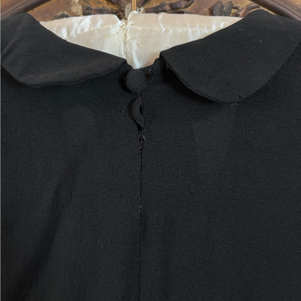 Vintage 1950s Peter Pan Collar Black Midi Dress - Picture 8 of 13